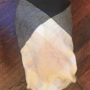 Grey blush and white blanket scarf